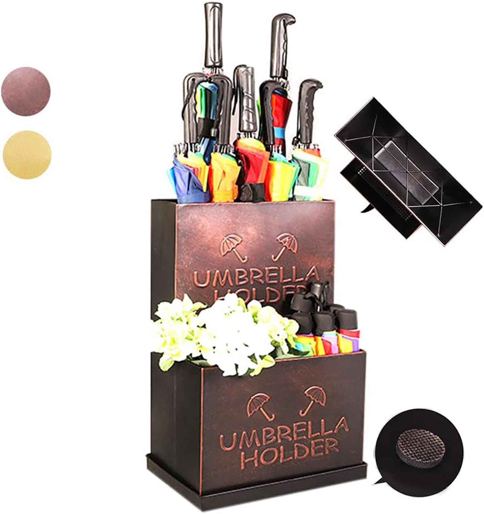 Porte-parapluie double couche grand format pour entrée de magasin couleur lait