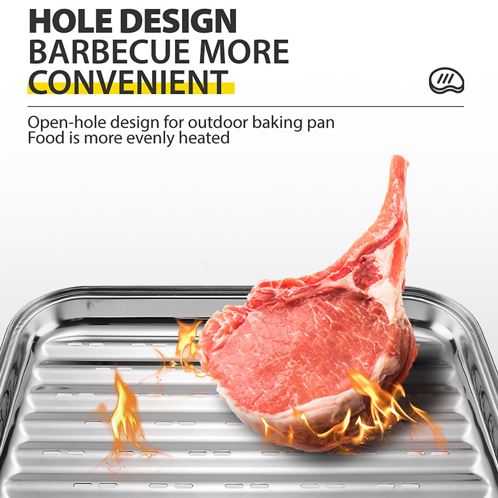 3 Cuencos para Barbacoa de Acero Inoxidable Reutilizables para Verduras, Carne y Pescado, Accesorios para Parrilla de Gas o Carbón, Cesta de Barbacoa con Agujeros, 34,5 x 24 x 2 cm