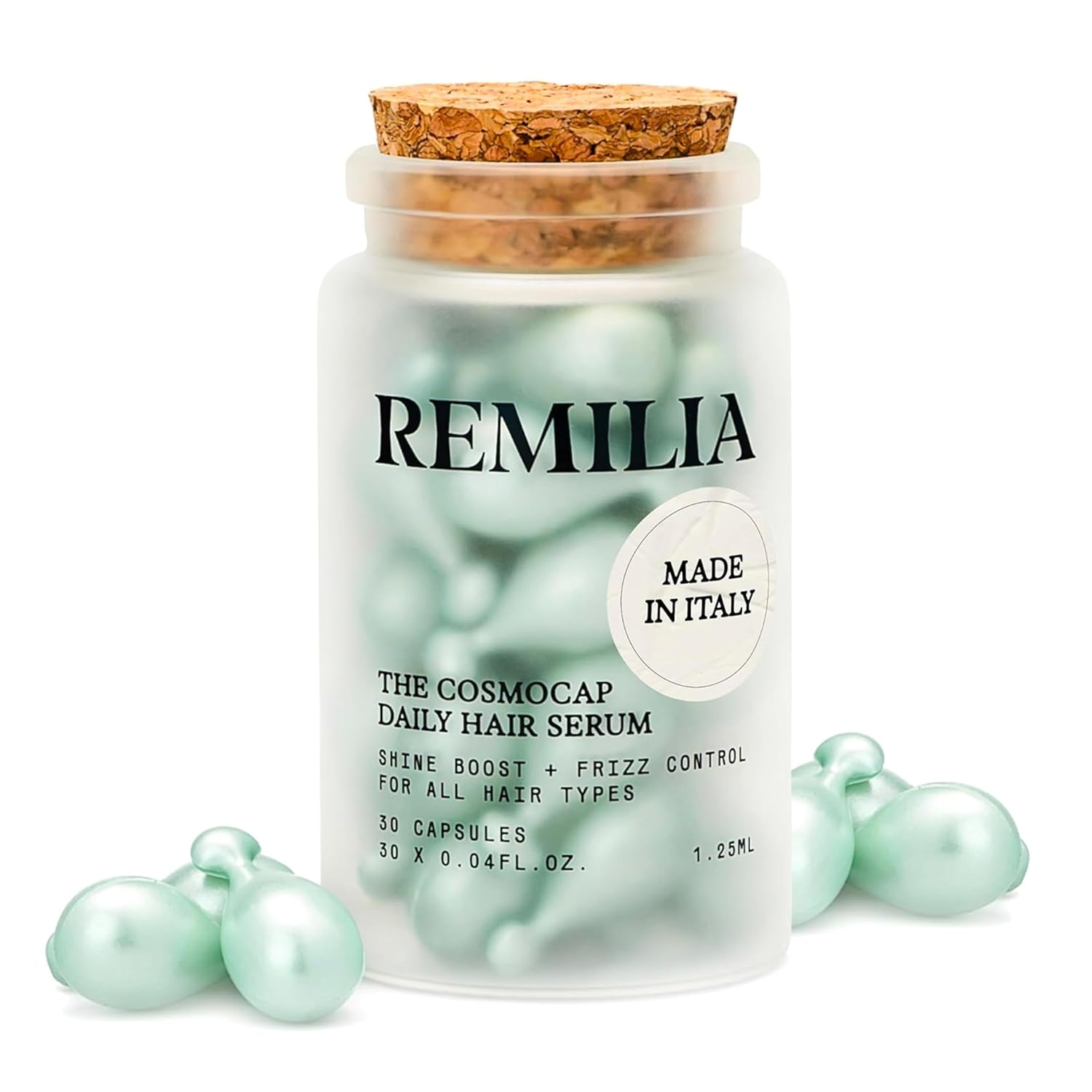 Remilia The Cosmocap Daily Hair Serum with Pro-Vitamin B5, Silk Protein & Keratin Amino Acids -Lightweight Capsules for Smoothness, Shine & Frizz Control – Salon-Inspired Daily Care – 30 Capsules