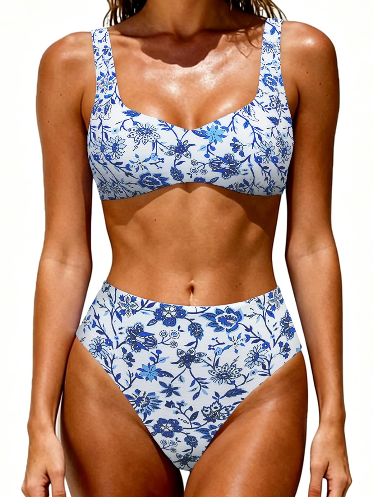 Photo 1 of OWICA Women's Bikini Set - Blue Flowers