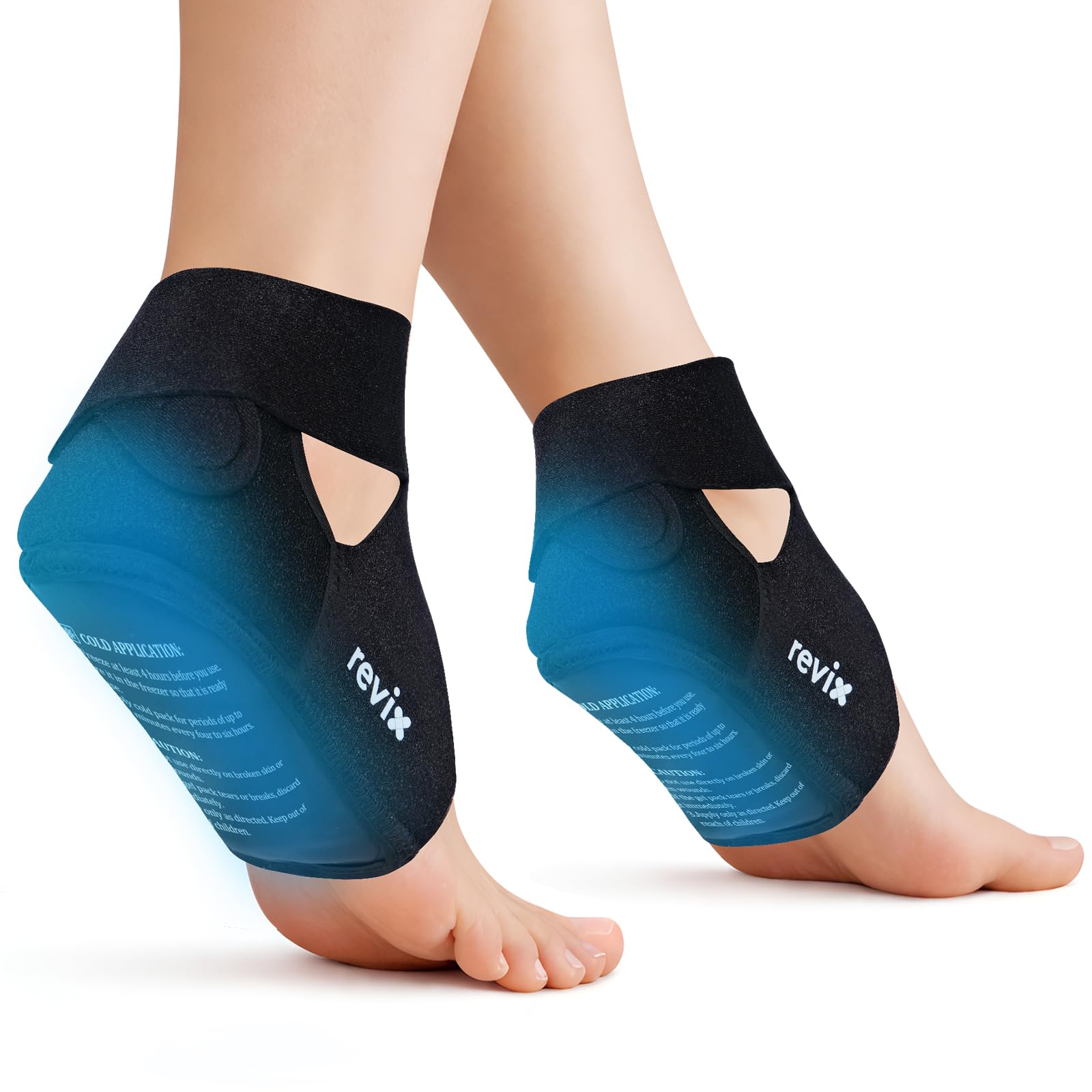 REVIX 2 Packs Heel Ice Pack Wraps, Reusable Hot & Cold Ice Pack with Full Heel Gel Coverage, Adjustable Ice Wrap for Plantar Fasciitis, Achilles