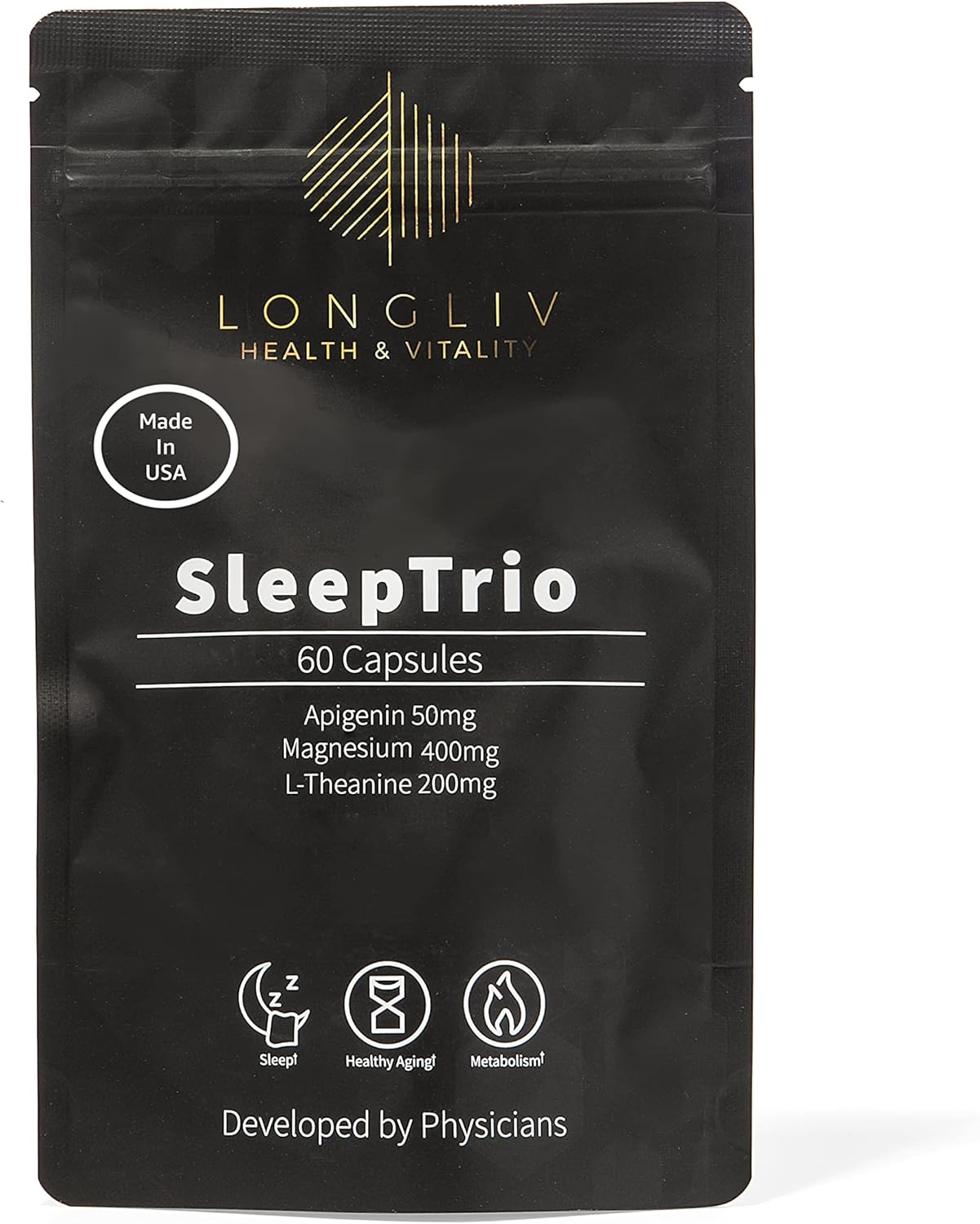 Sleep Trio – Made in USA Magnesium Apigenin L-Theanine Capsules – Premium 3-in-1 Cocktail for Sleep Management – Sleep Cocktail – Without Melatonin – 60 Capsules Sleep Trio – Made in USA Magnesium Apigenin L-Theanine Capsules – Premium 3-in-1 Cocktail for Sleep Management – Sleep Cocktail – Without Melatonin – 60 Capsules