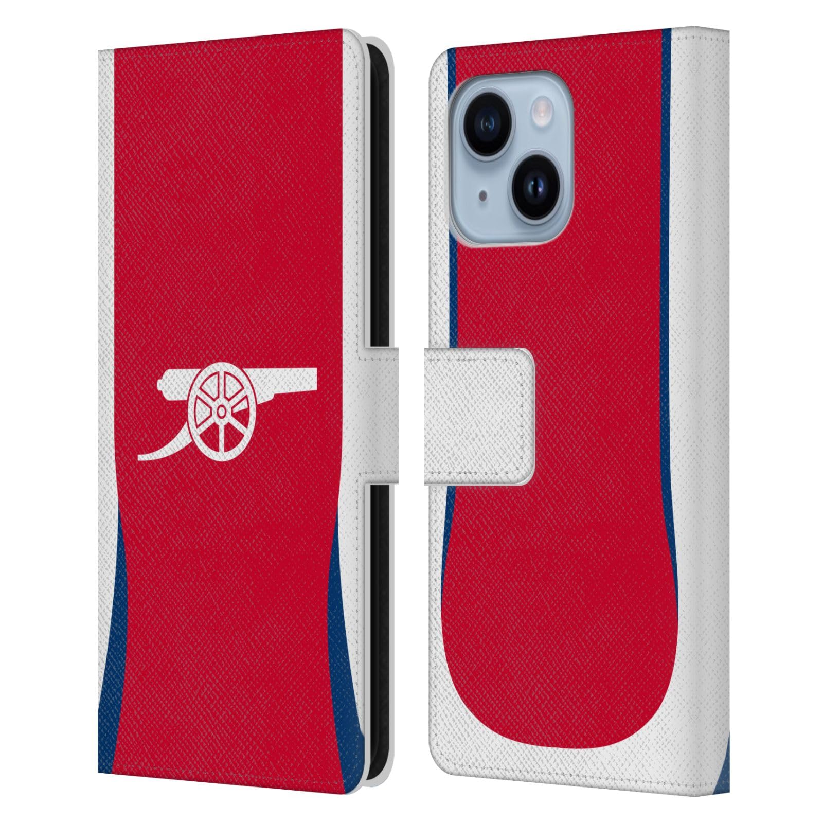 Head Case Designs Officially Licensed Arsenal FC Home 2024/25 Kit Leather Book Wallet Case Cover Compatible With Apple iPhone 14 Plus