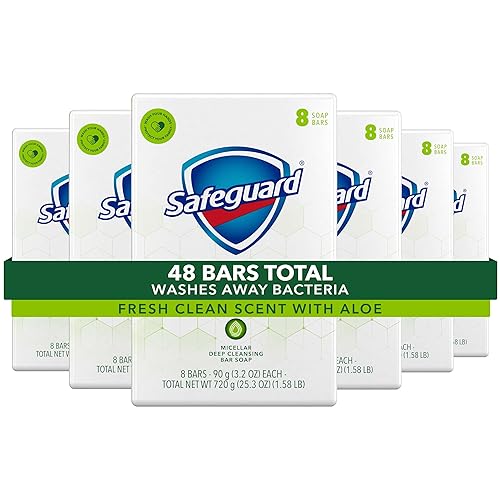 Safeguard Jabón en barra desodorante, elimina las bacterias, blanco con toque de aloe, barras de 3.2 onzas (paquete de 6, total de 48 barras) disponible en Yaxa Guatemala
