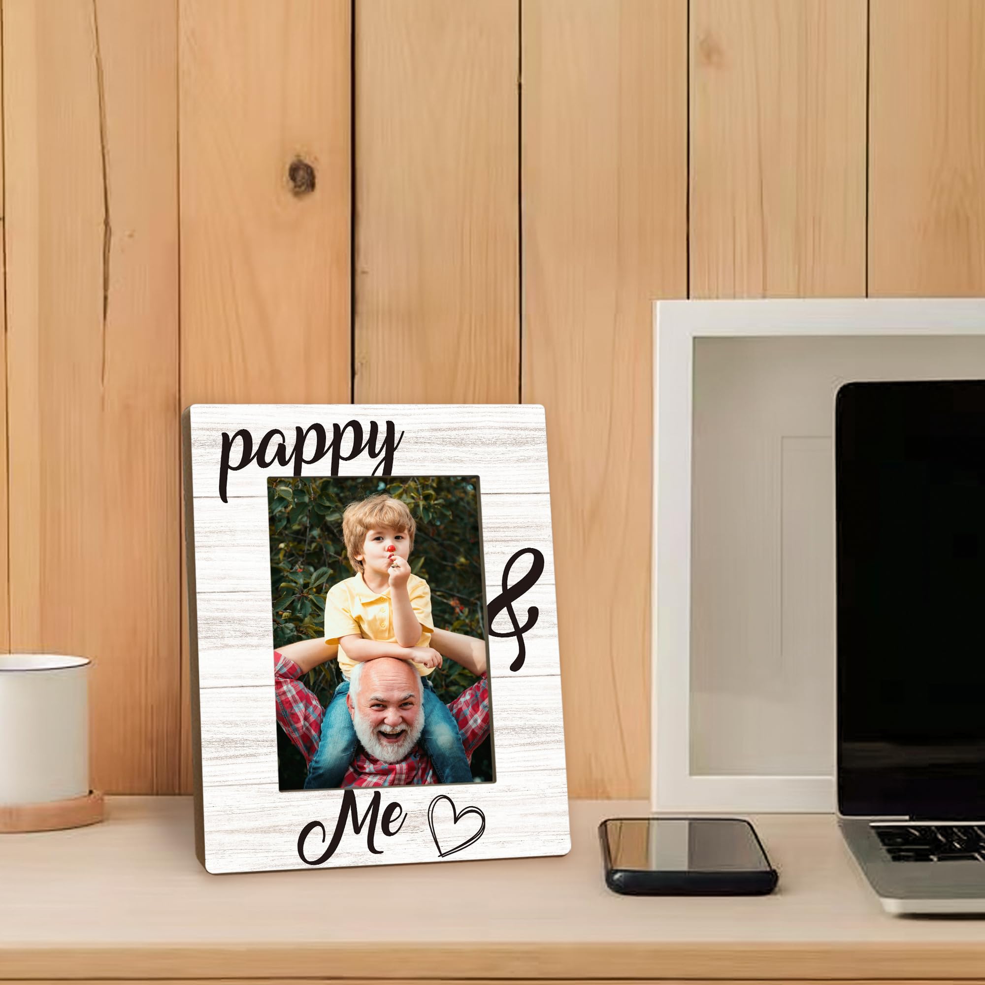 Pappy Gifts Picture Frame 5x7, Pappys Photo Frame, Christmas Fathers Day Birthday Gifts for Pappys from Grandkids Grandchildren, Pappy and Me Wooden Picture Photo Frames for Desk Room Decor
