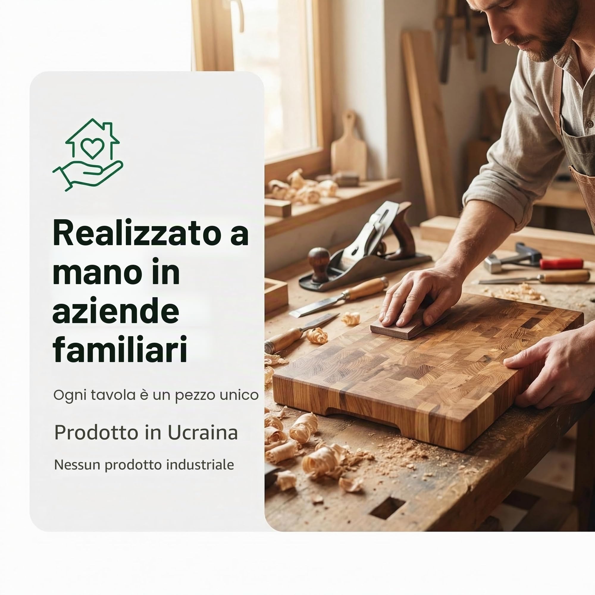 B4K® Tagliere in Legno di Quercia 37x27x4,3 cm | Con Maniglie e Piedini in Silicone | Antibatterico e Oliato | Artigianale