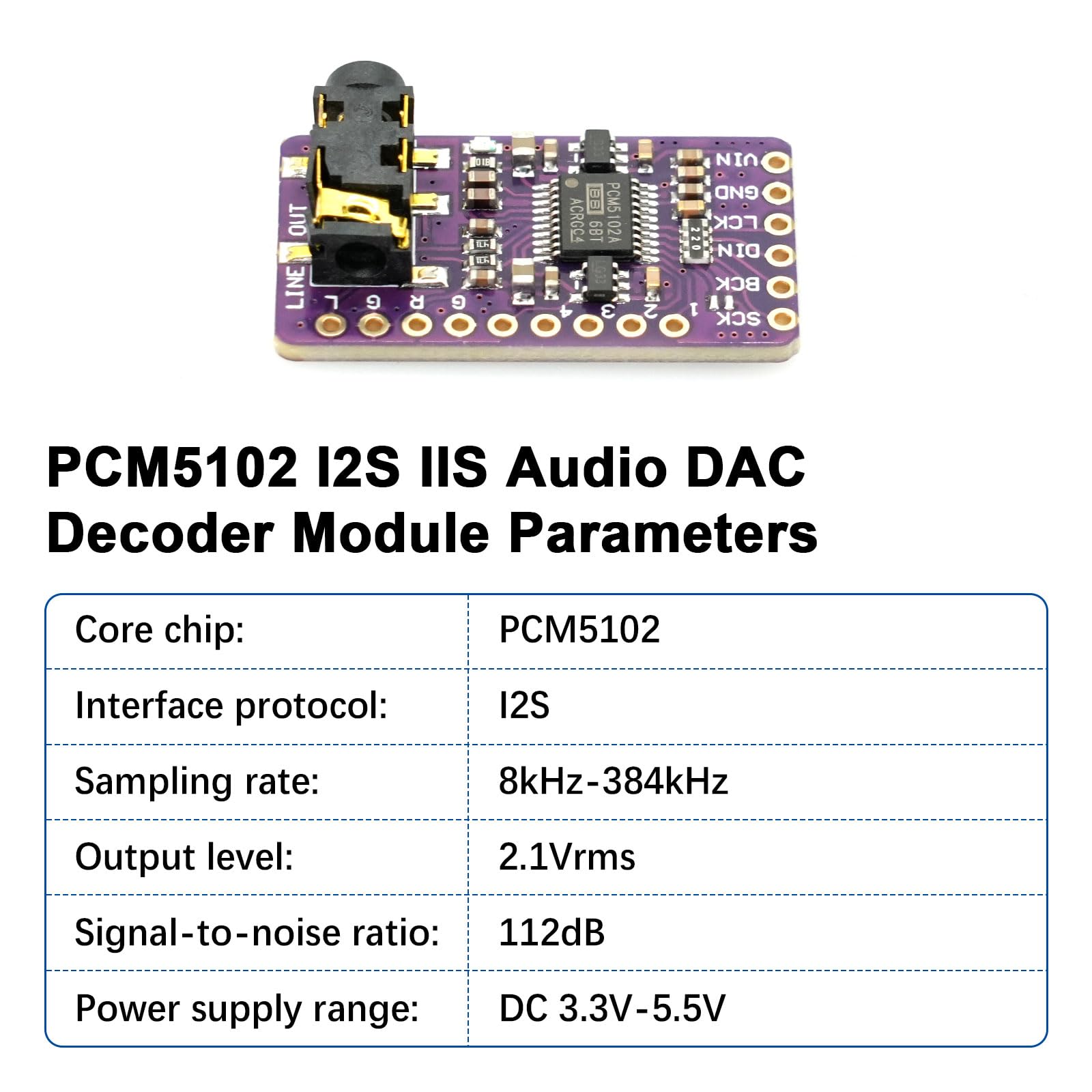 PCM5102 I2S IIS Convertitore digitale-analogico DAC stereo Modulo AYWHP 3 PCS Modulo convertitore audio digitale lossless con