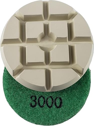 Miniatura 67 de Almohadillas de pulido de diamante de resina de 3 pulgadas, resina oscura, juego de 3, altura de segmento de 0.236 in, seco o húmedo, grano #50