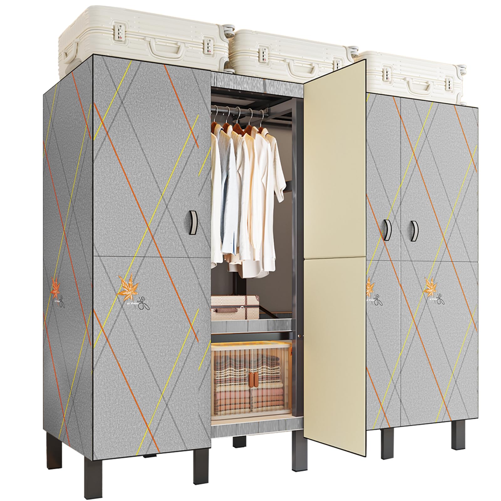 Large Portable Closets for Hanging Clothes | Heavy Duty Clothes Rack with Cover Foldable | Max Load 1000LBS Portable Wardrobe | Portable Closet,