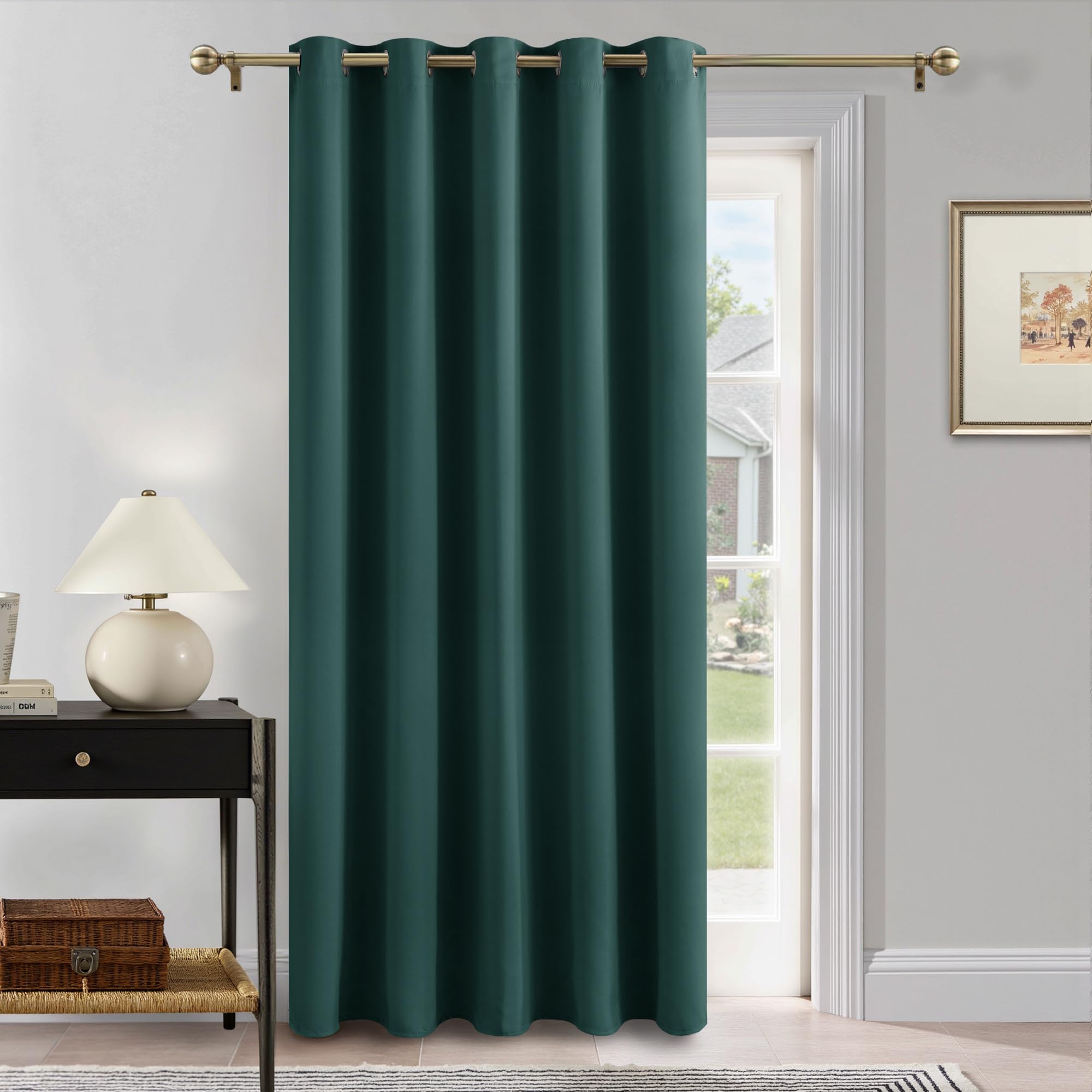 PONY DANCE Thermal Blackout Door Curtain, Christmas Dark Green, 90 x 90