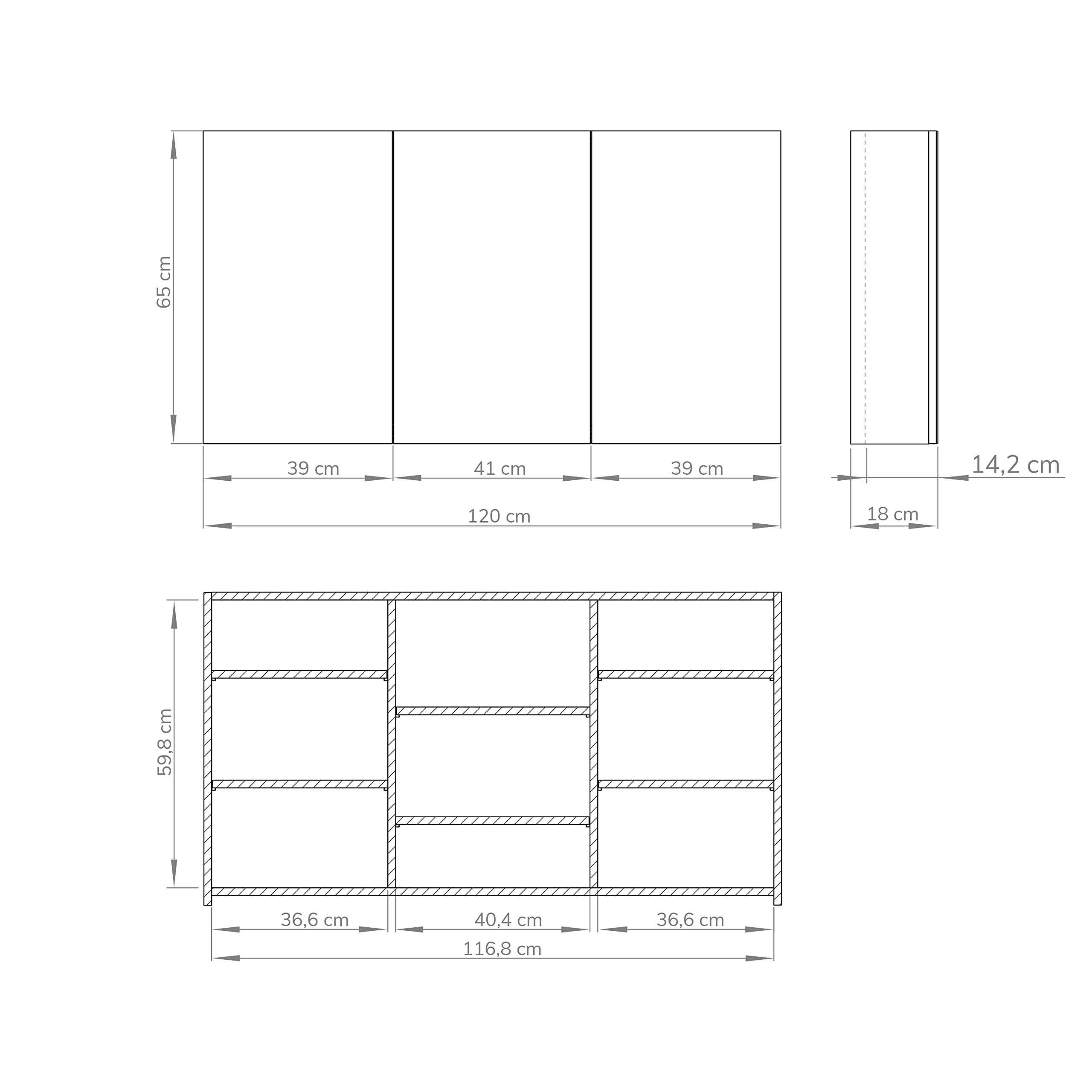 Baikal Mueble Camerino con Espejo, Armario Auxiliar de Baño Multiusos, Opción con o sin Luz LED. Mueble de Pared de fácil colocación. Armario MONTADO. Acabado Blanco. Camerino 120 cm