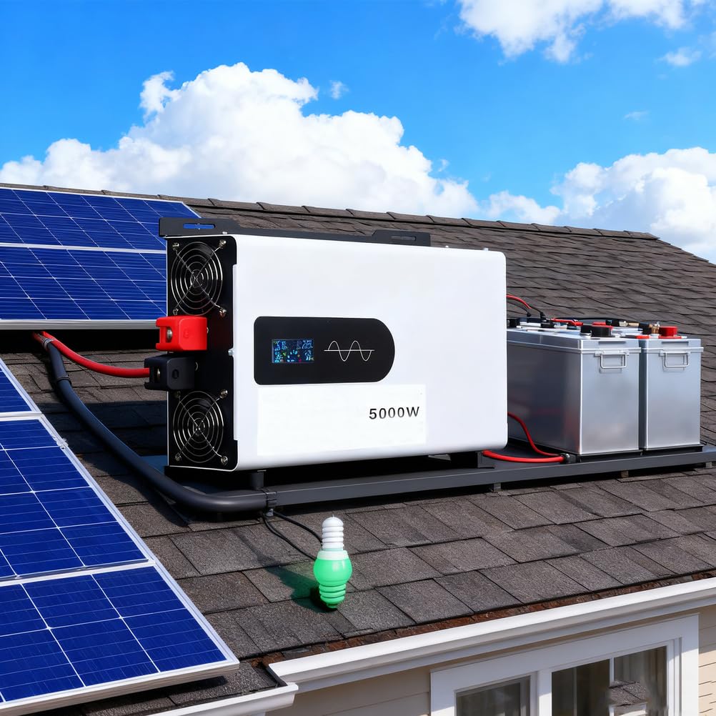 Falownik o mocy 5000 W z czystą sinusoidą 12 V/24 V/48 V DC do 220 V/110 V AC z wyświetlaczem LCD 2 otwory wentylacyjne Falownik samochodowy niskiej częstotliwości