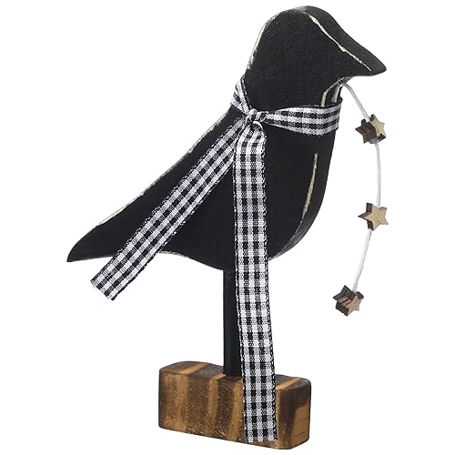 Wesiti Primitive Crow Decor Halloween Wooden Crow Table Centerpiece with