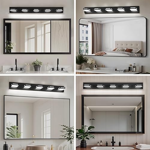 Miniatura 54 de Lámparas LED modernas para tocador (3 lámparas, 24 pulgadas), accesorios de iluminación para pared de baño acrílico dorado sobre espejo