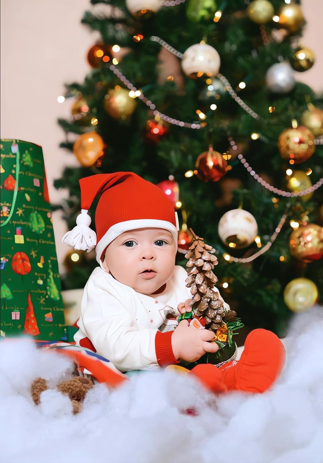 Christmas Fake Snow Decor, 5.29 oz Fluffy Artificial Snow, Fiber Cotton Fake Winter Snow, Flame Resistant Indoor Blankets Snow for Xmas Tree, Stuffing Snow Covering for Mantle, Village Display, Craft