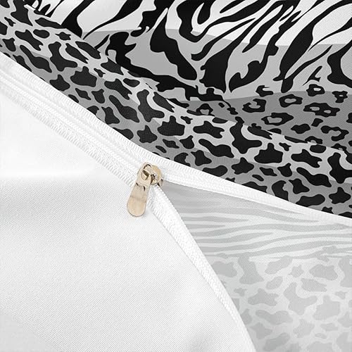 Miniatura 6 de Juego de funda de edredón de piel de cebra de leopardo, tamaño King, juego de ropa de cama con rayas geométricas de piel de vaca y jirafa,