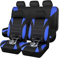 Vista 21 de Car Pass - Fundas impermeables de neopreno para asientos, juego completo negro de ajuste universal, fundas protectoras para interior de auto SUV