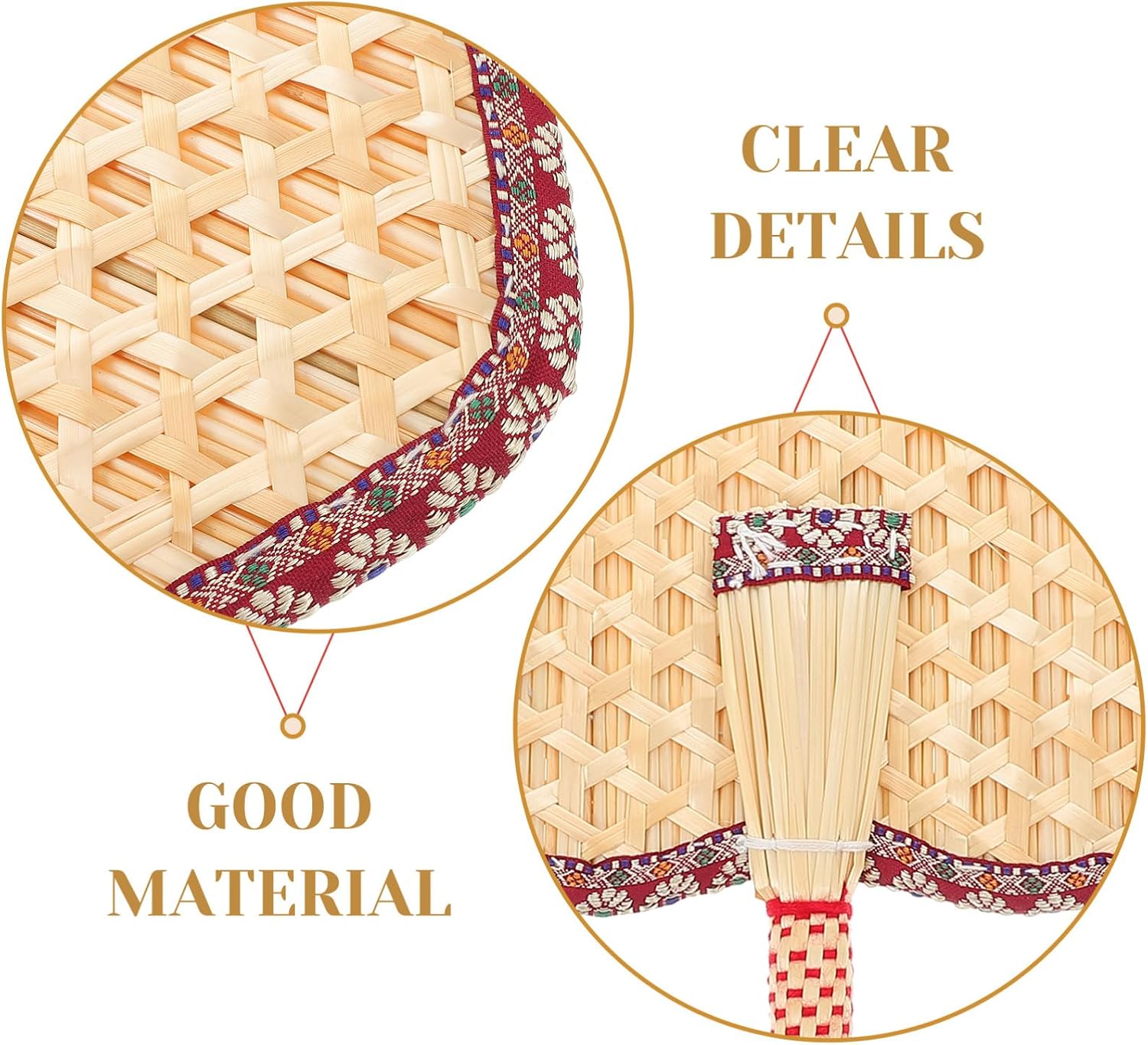 Didiseaon Bamboo Hand Fan Handmade Woven Straw Fan Lightweight and Portable Ideal for Outings and Decorations