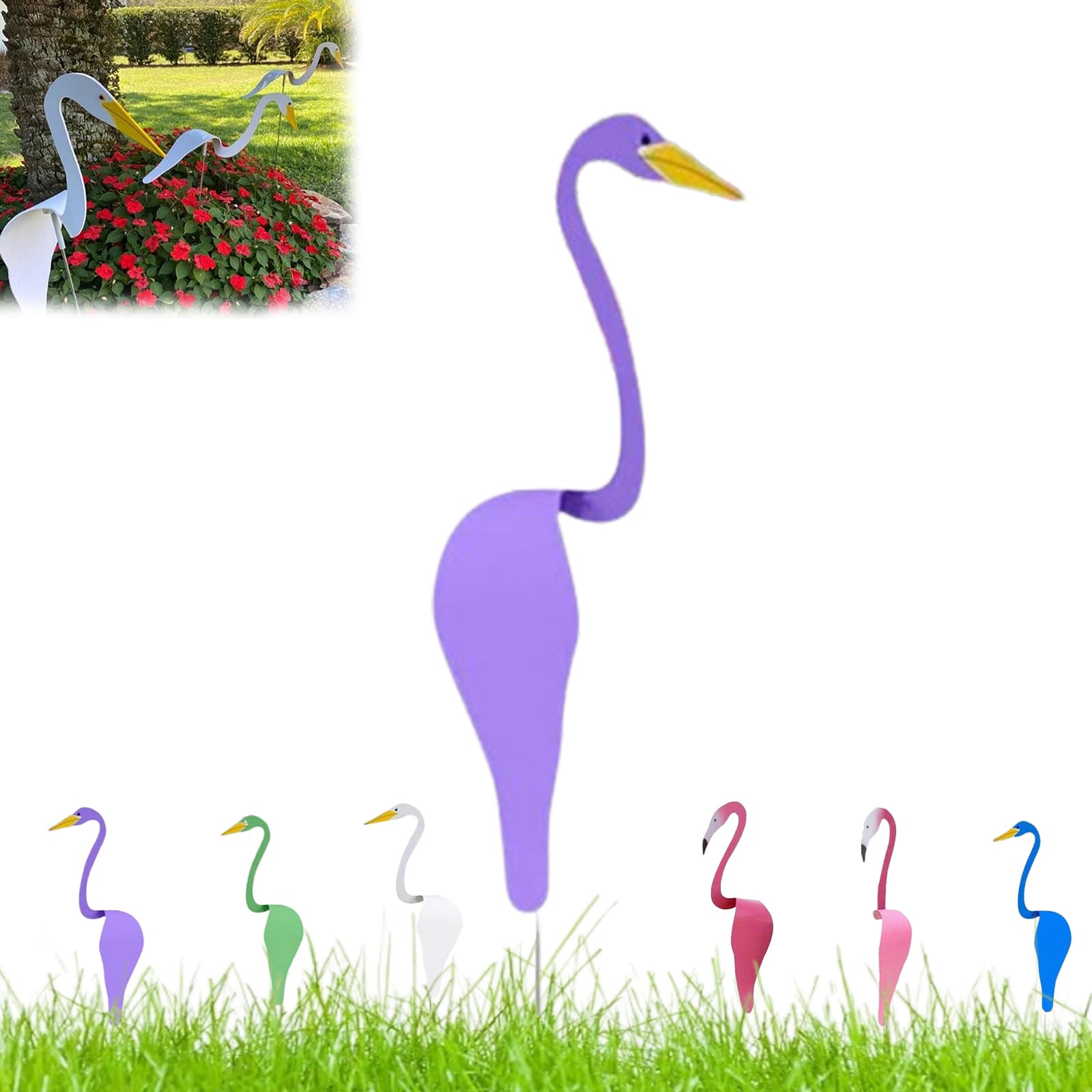 enseak Dancing Birds Garden Metal Art，flamingo Ornaments, Birds Garden Metal Art,flamingo Decor Garden Metal Yard Art Spinner,Dancing Birds for The Yard for Garden Decor