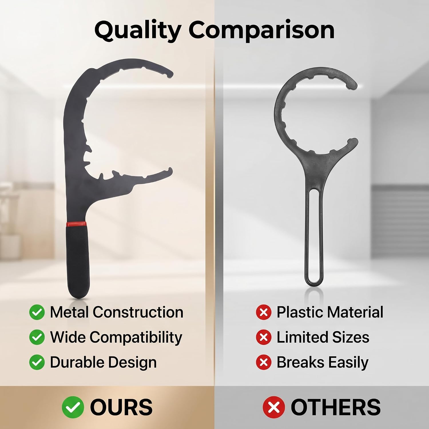 Fuel Filter Wrench, Durable Metal Construction Oil Filter Removal Tool 6 Inch Length 2 Inch Jaw for Auto Mechanics Diesel Engine Maintenance and DIY Car Repair