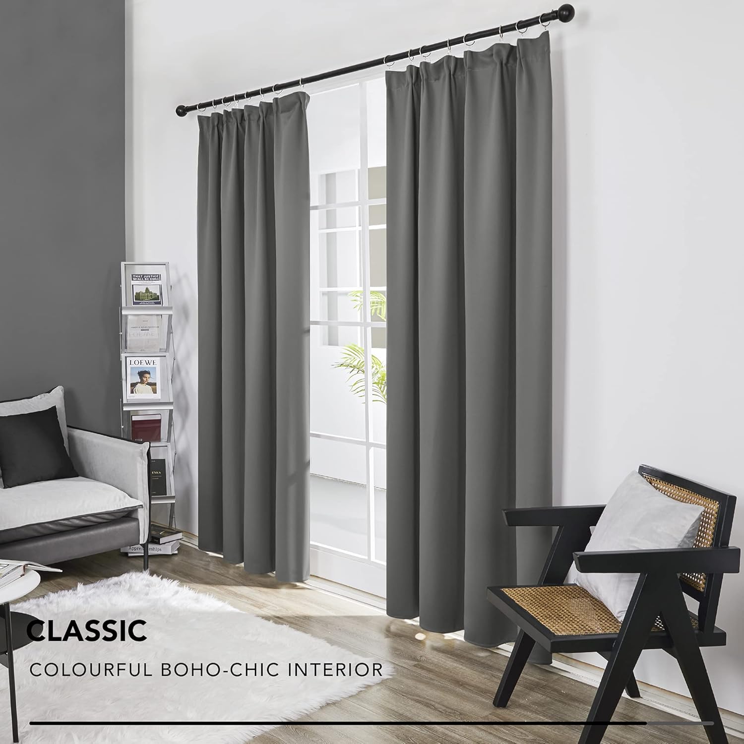 Deconovo Super Soft Solid Thermal Insulated Grey Blackout Curtains Pencil Pleat Curtains for Living Room Light Grey W55 x L79 Inch 2 Panels - Image 4