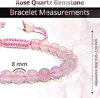 Vista 205 de Adjustable Crystal Bracelet – Gemstone Bead Bracelet with Adjustable Macrame String – Chic Gemstone Bracelet for Men and Women – 8mm Round Healing