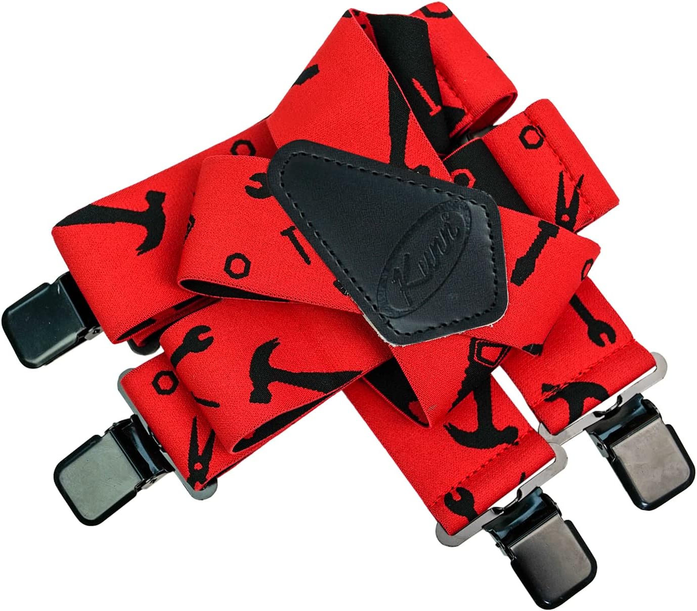 KUNN Mens Suspenders X-Back 2 Inch Wide Elastic Suspender Heavy Duty Clips Work Suspenders - Image 4