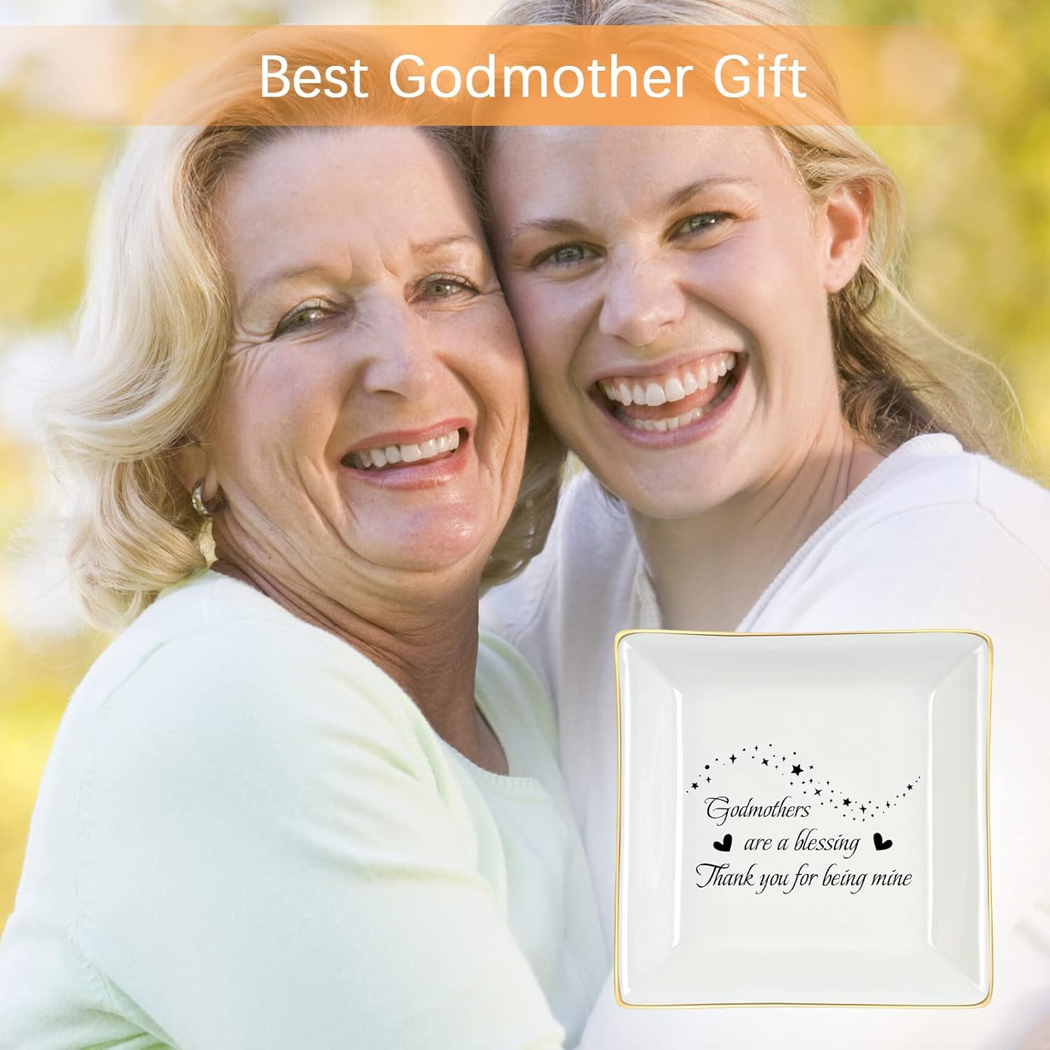 Homlouue Godmother Gift Godmother Jewelry Tray Godmothers Are a Blessing Ring Dish, Appreciation Gifts for Godmother from Godchild, Godmother Appreciation Gifts for Mothers Day Birthday Christmas - Image 5