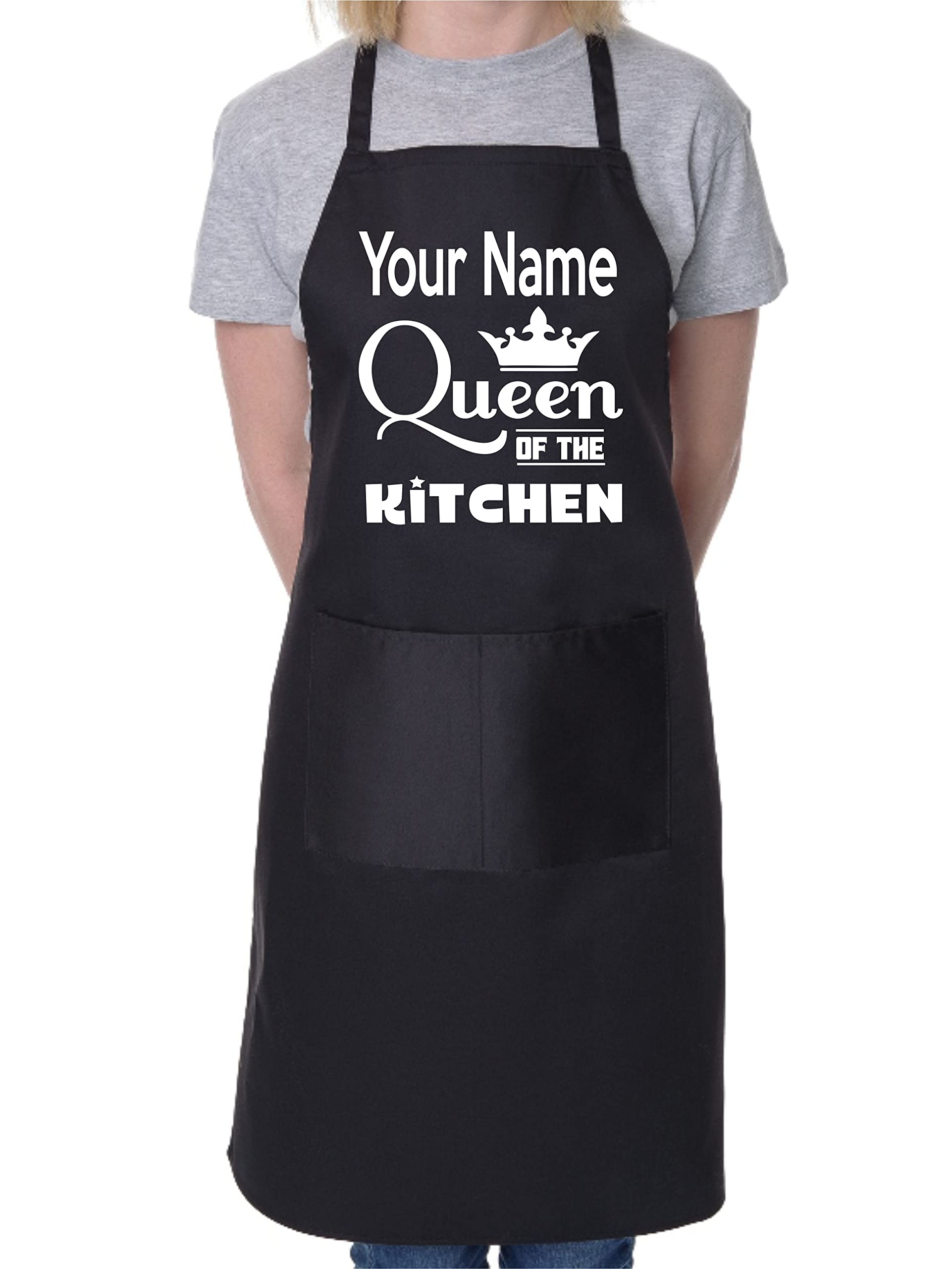 Print4u Black Queen Of The Kitchen Put Your Name Here Personalised Chef Bbq Apron