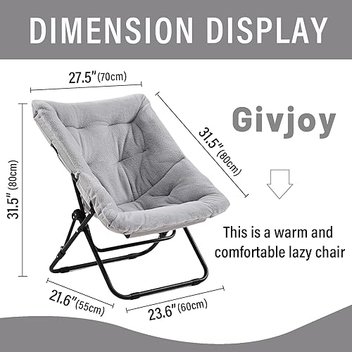 Miniatura 3 de Cómoda silla plegada, silla plegable de gran tamaño de piel sintética suave, silla flexible para adultos y niños, silla lunar con marco de metal