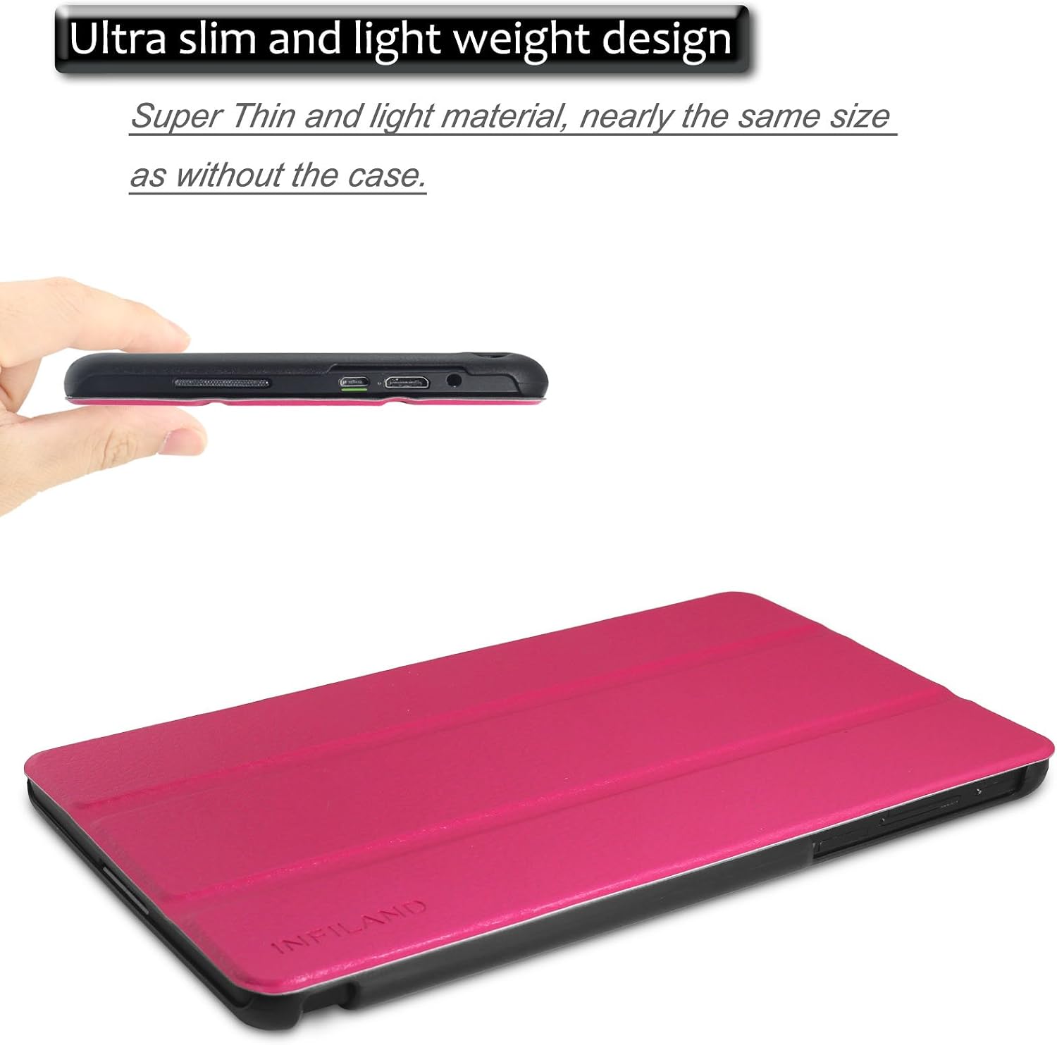 Infiland NVIDIA Shield Tablet K1 Case - Slim Shell Case Cover for 2015 Nvidia Shield K-1 8.0-Inch (Newest Version) / 2014 NVIDIA Shield 2 Tablet 8-Inch (with Auto Wake/Sleep Feature), Magenta