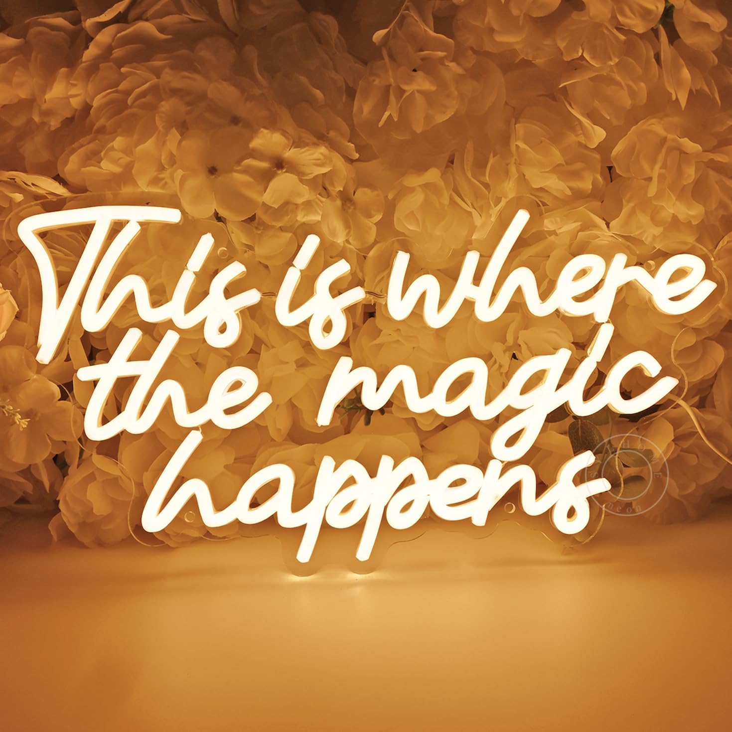 SYLHOME This Is Where The Magic Happens Led Neon Light Sign Bedroom Wedding Birthday Party Wall Decor Sign Bar Pub Kids Room Decoration USB 16.9" X 8.9" Warm White