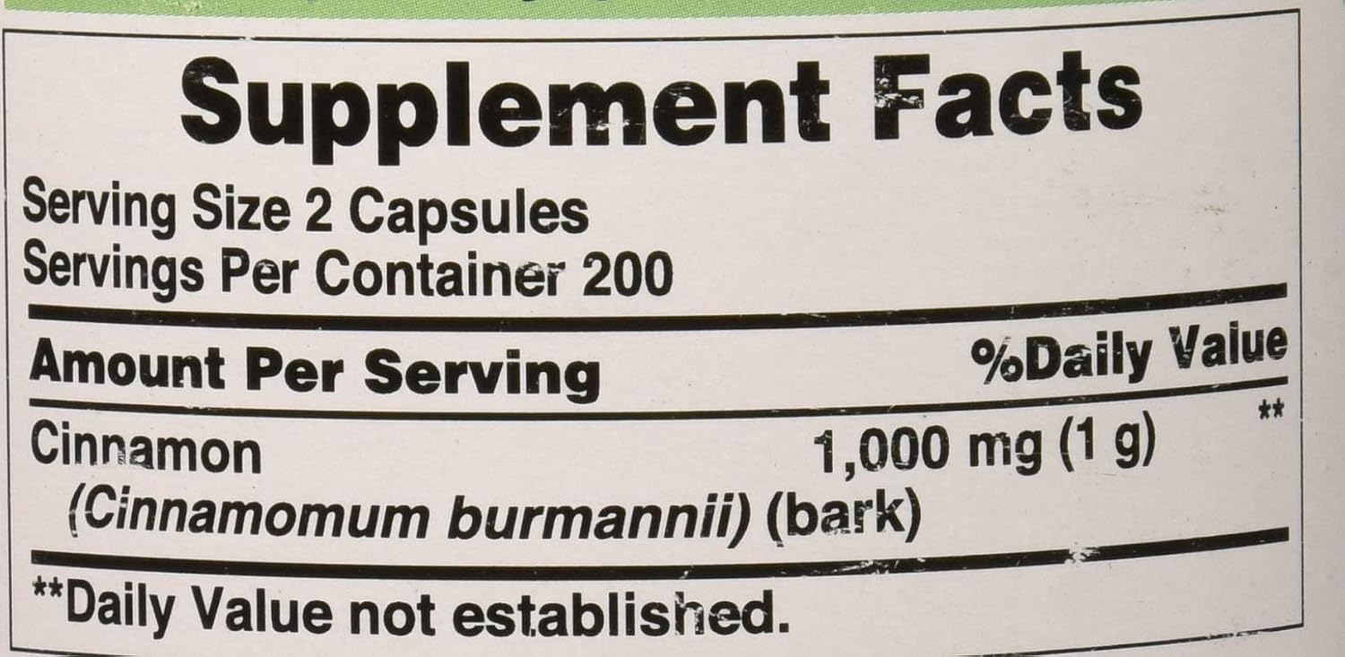 Puritan's Pride Cinnamon 500 Mg Capsule, Helps Support Sugar Metabolism, 400 Count