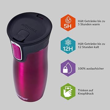 Contigo Thermobecher West Loop Autoseal Edelstahl Isolierbecher Reisebecher Kaffebecher to Go auslaufsicher