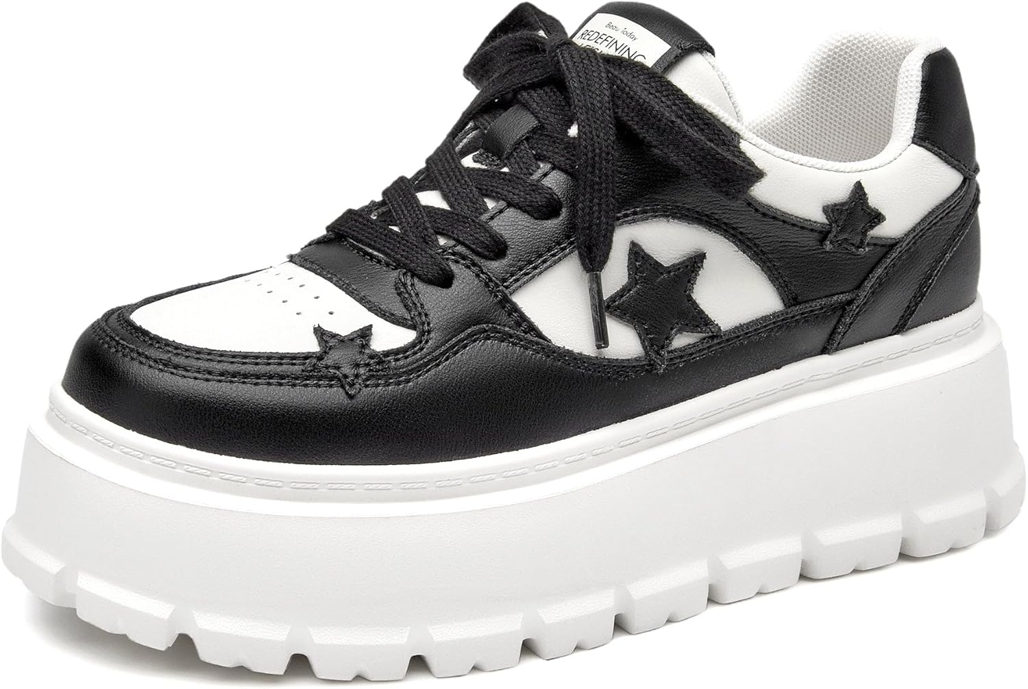 BEAU TODAY Women's Platform Fashion Sneakers, Chunky Sneakers for Women, Lightweight Comfortable Walking Shoes Lace Up Casual Shoes for Outdoor Work