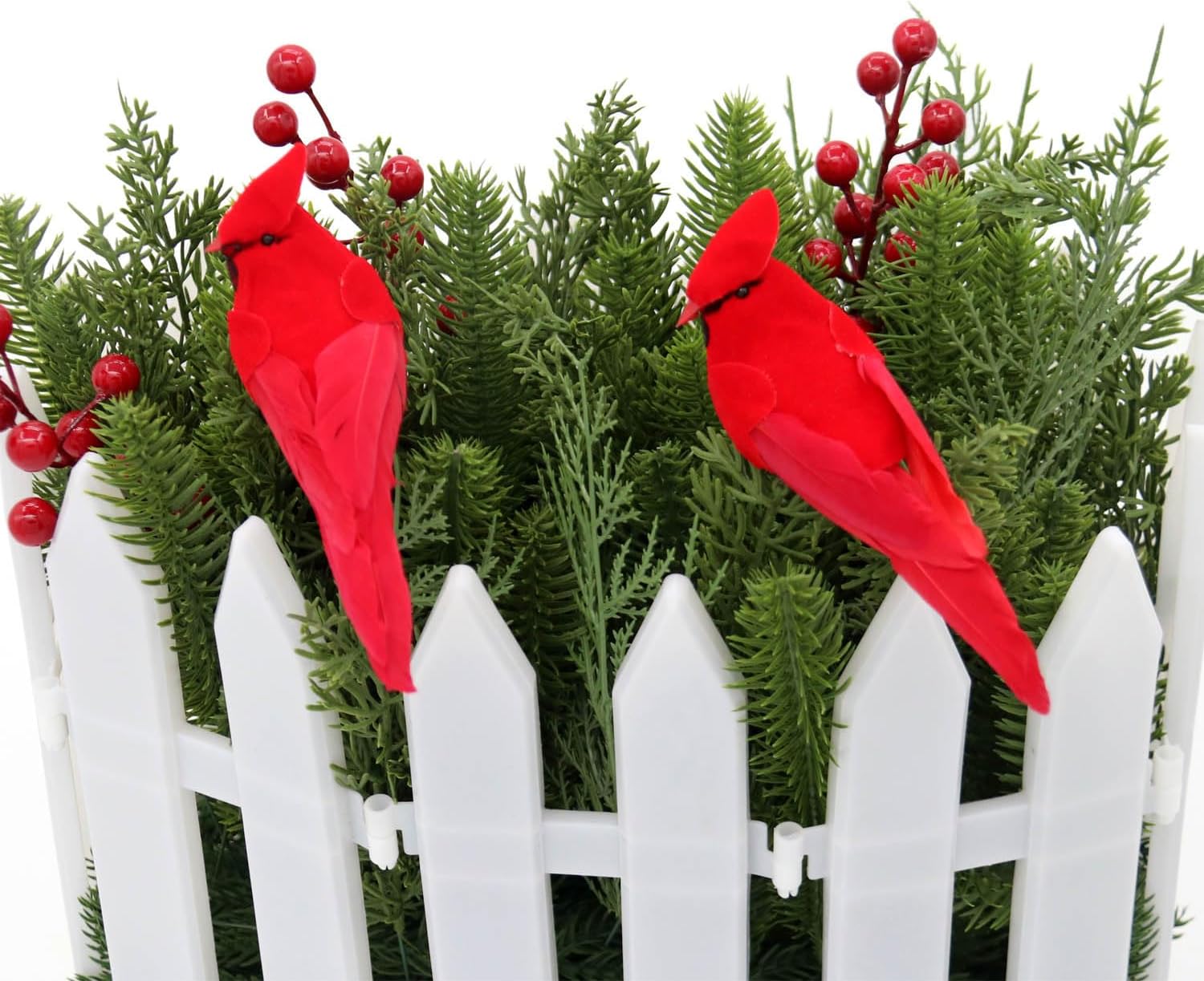 NEKER 12 Pcs Red Birds Cardinal with Clip on Christmas Tree Decoration Artificial Red Birds with Feathers for Wreath Ornaments - Image 4