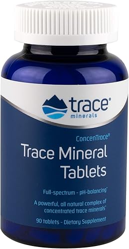 Trace Minerals ConcenTrace Tabletas  Más de 72 minerales magnesio cloruro potasio  Bajo en sodio  Energía electrolitos hidratación  90 tabletas