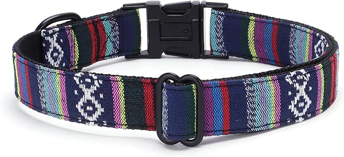 Collar para Perro Multicolor Ajustable con Hebilla Metálica - Negro Talla S miniatura 2