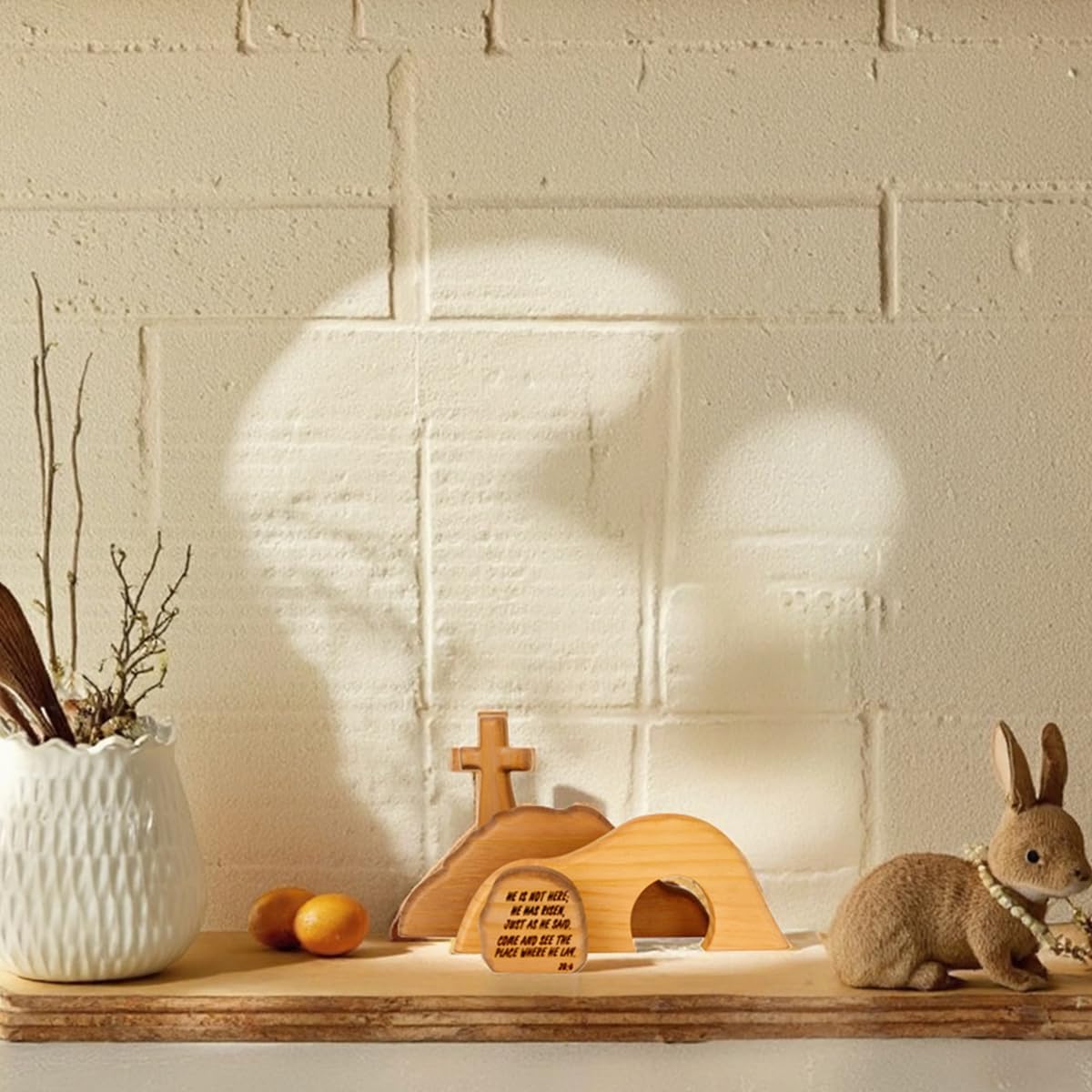 Nativity Set Indoor Christmas Decoration- 4 Pieces Empty Tomb Easter Scene and Cross Decoration, Wooden Easter Resurrection Scene Cross Jesus Tomb Tray Set, Jesus Nativity Scene Decor for Religious Home Office Tabletop Christian Gifts - Image 4