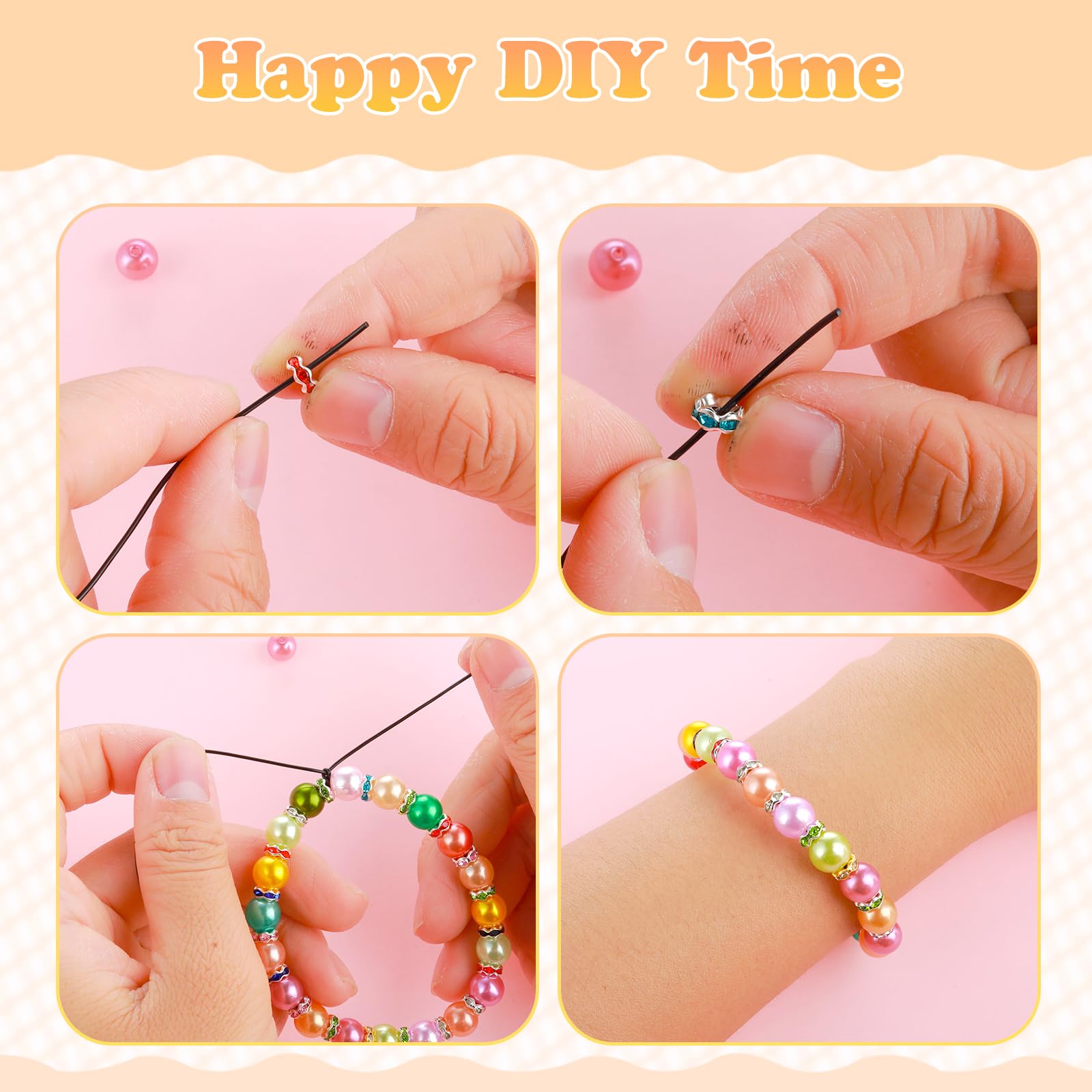 600 Stück Abstandshalter Für Schmuck – 6 Mm, 10 Farben, Strass & Metall, Für Armbänder & Halsketten