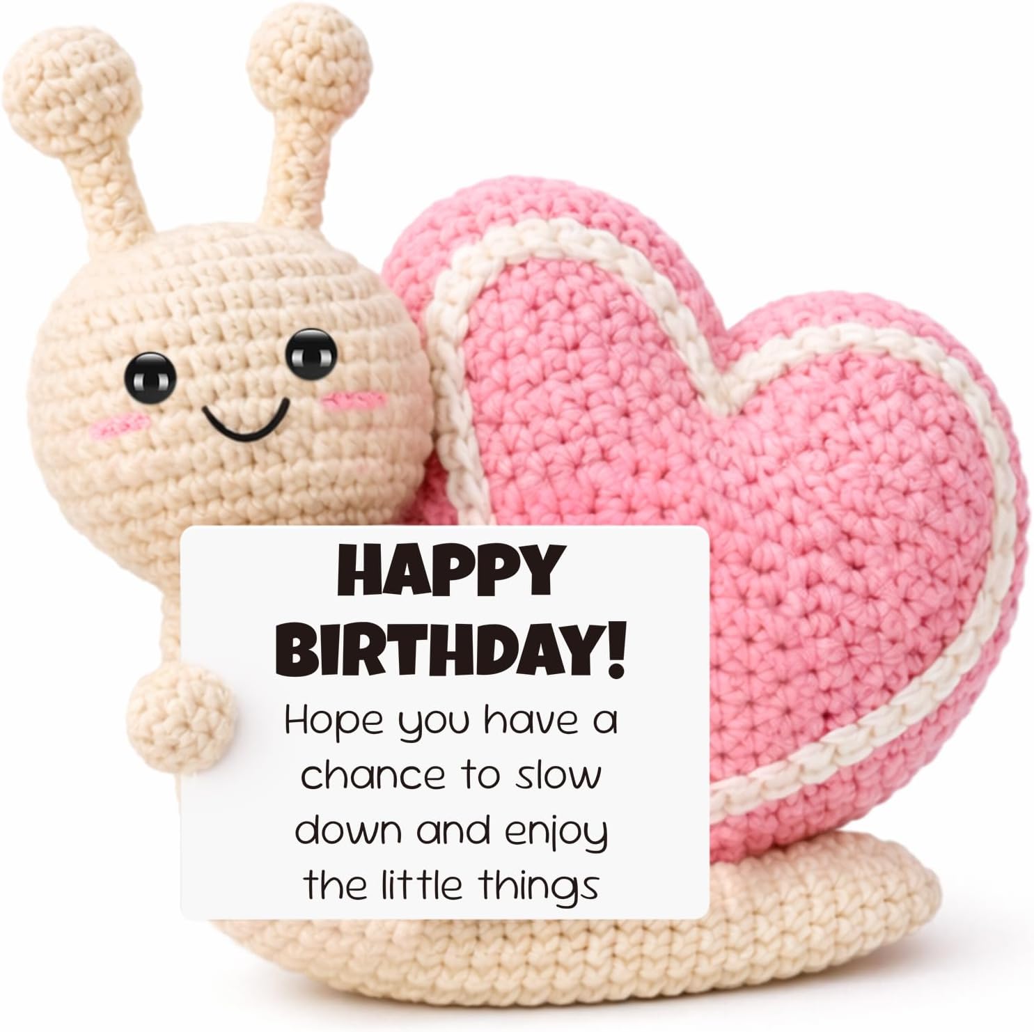 Funny Birthday Gift for Women, Men, Mom, Dad, Sister, Best Friend, Boy, Teen Girls, Husband, Wife, Sister, Unique Handmade Crochet Snail, Cute Happy Birthday Decorations for Her him Ideas