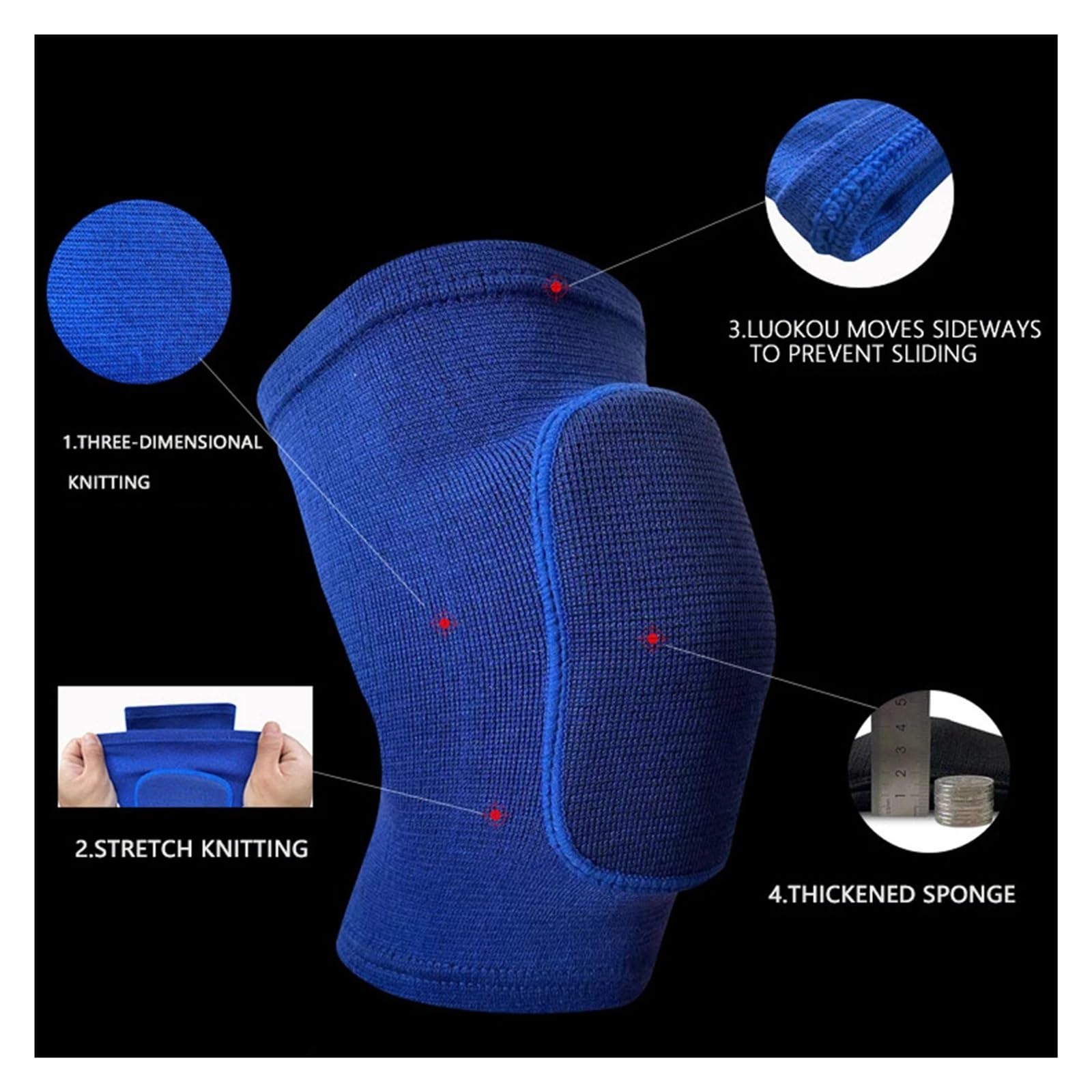 MRKU Genouillères de Sport antidérapantes, 1 Paire, en Mousse épaisse, pour Le Fitness, la Danse et Autres Exercices de Protection.