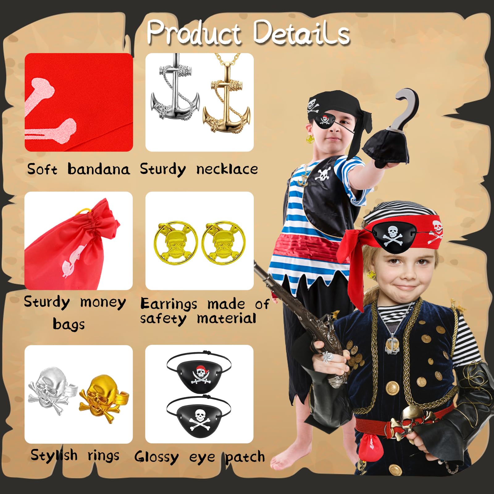 12 PCS Pirate Accessories Adult Set - Image 4