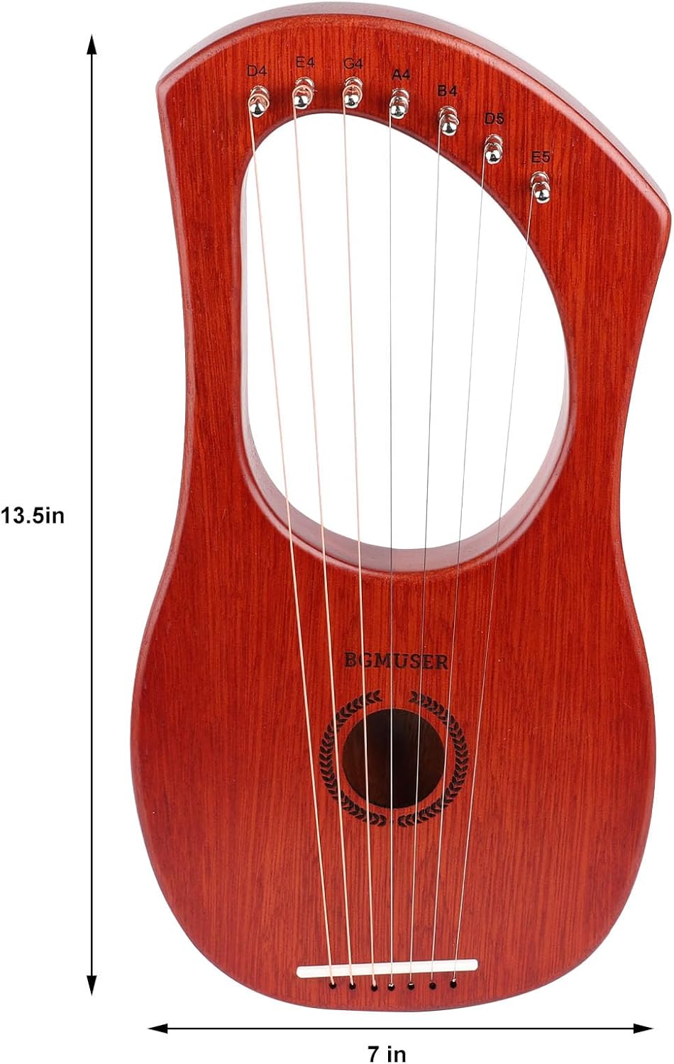 Lyre Harp 7 Strings with Bag,Tuning Wrench,Metal Strings, Mahogany Body and Bone Saddle,Mini Harp Instrument for Beginner
