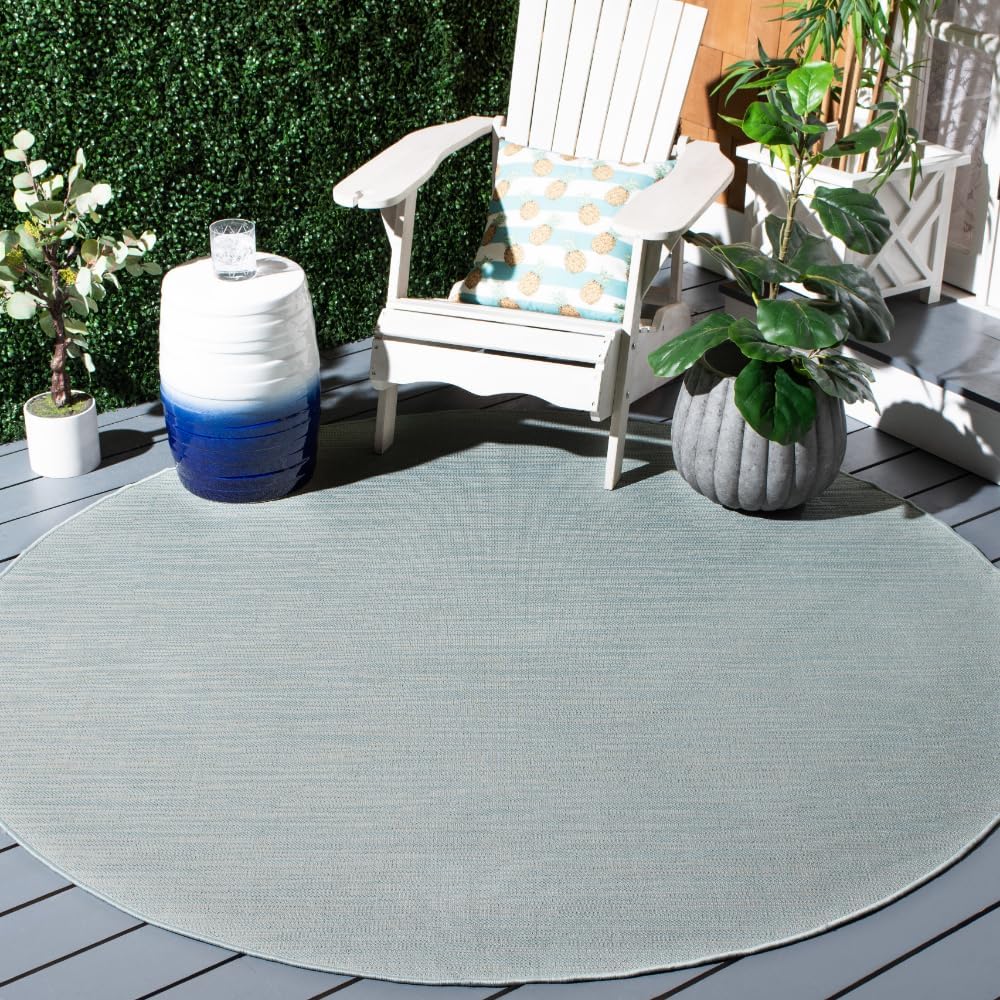SAFAVIEH Washable Rug Outdoor Courtyard Collection - 2'7" x 5', Aqua Blue & Cream, Non-Shedding & Easy Cleaning, Ideal for Patio, Backyard, Mudroom (CY6576-21322)