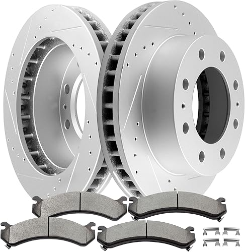 SCITOO Rotores de freno delanteros y pastillas de freno de cerámica para Chevy Avalanche 2500Express 3500Silverado 2500 HD 3500 HD para GMC Savana