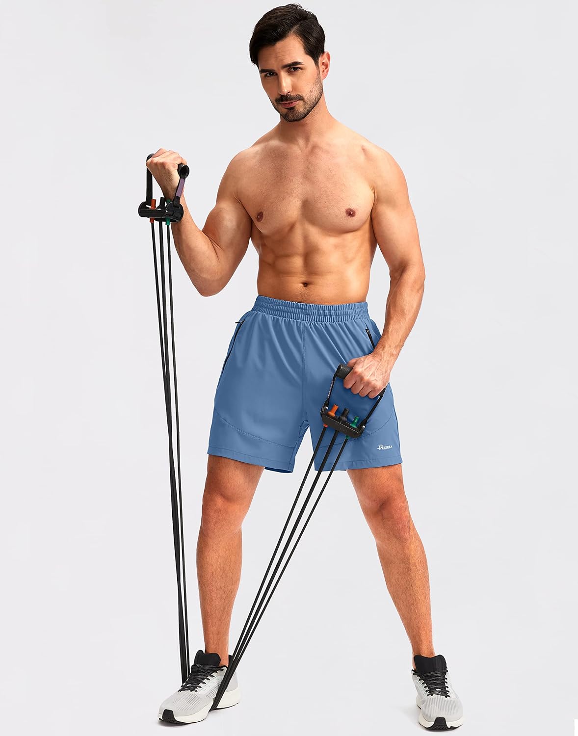 Pudolla Men's Workout Running Shorts 7"/5"/9" Lightweight Gym Athletic Shorts for Men with Zipper Pockets