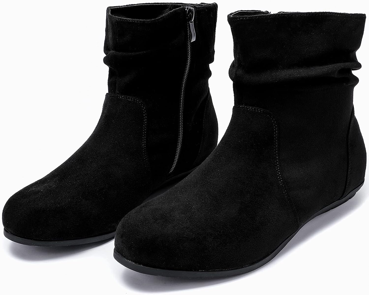 black suede booties flat