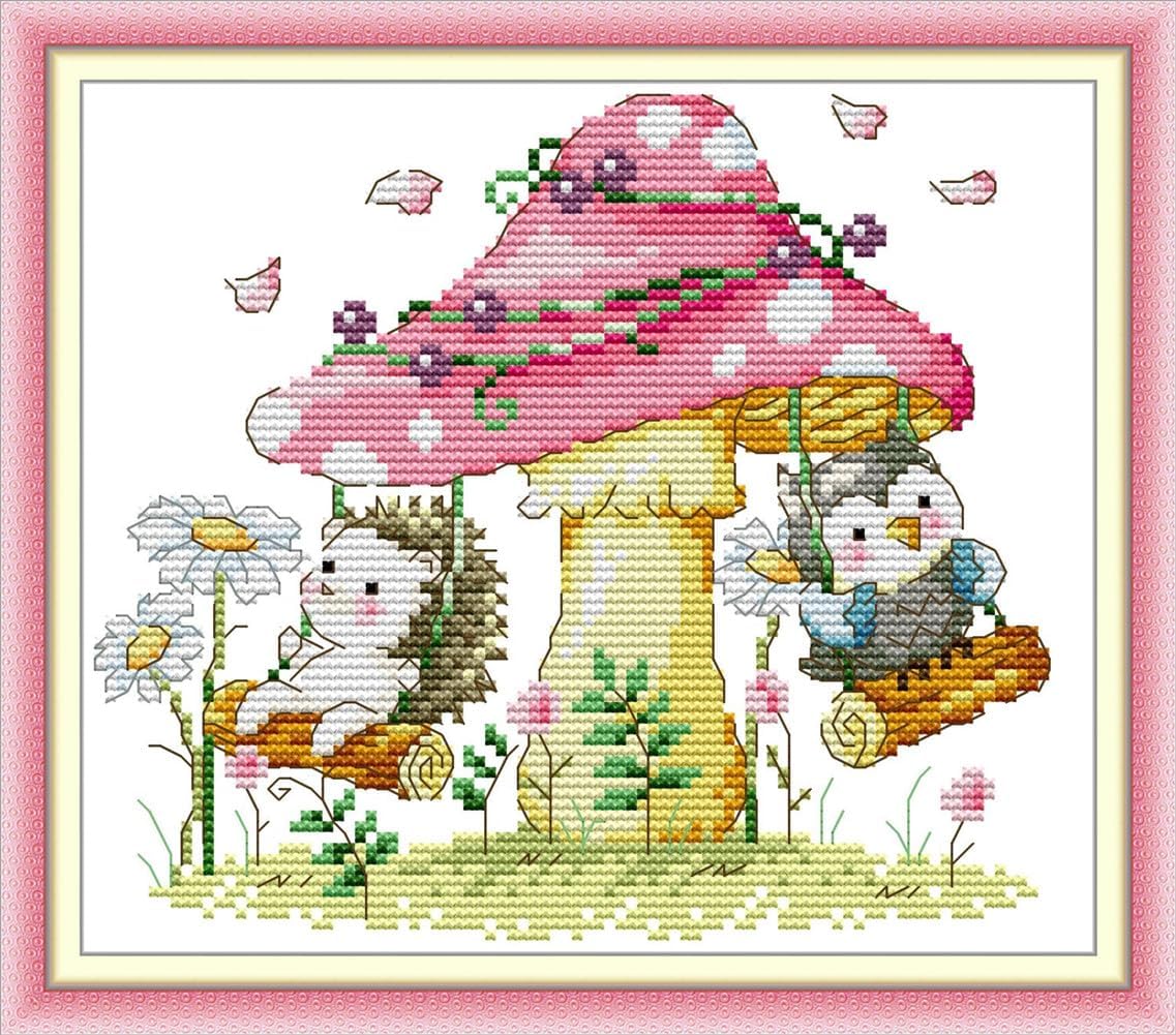 ABEUTY Cross Stitch Kits Forest Playground Ⅰ for Adults Pre Printed or NOT, DIY 14 Count Embroidery Sewing Starter Kit Stamped or Unstamped DMC Needlework Easy Beginners (Unstamped)