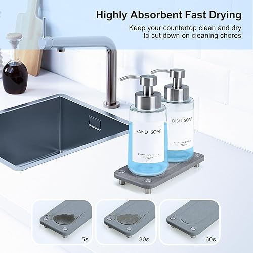 Miniatura 5 de Juego de dispensador de jabón  Dispensador de jabón de vidrio de 16 onzas con bomba, amplia apertura para fácil rellenado, juego de dispensador de